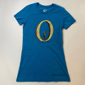 Y2K Cirque du Soleil O T-Shirt Womens Small Teal Glitter Souvenir Bellagio Vegas